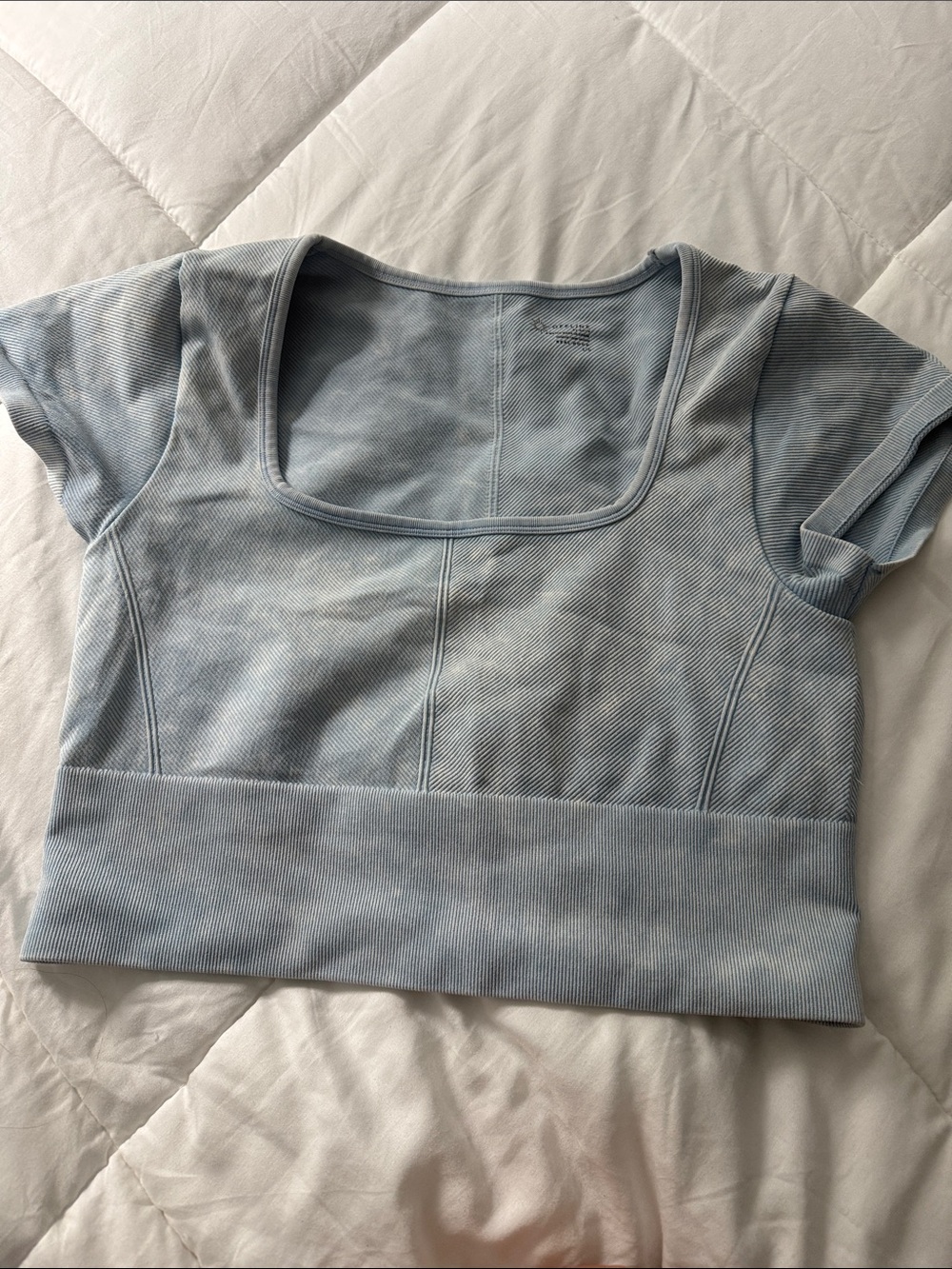 Square-Neck Cropped Women's Top in Light Blue aerie offline large